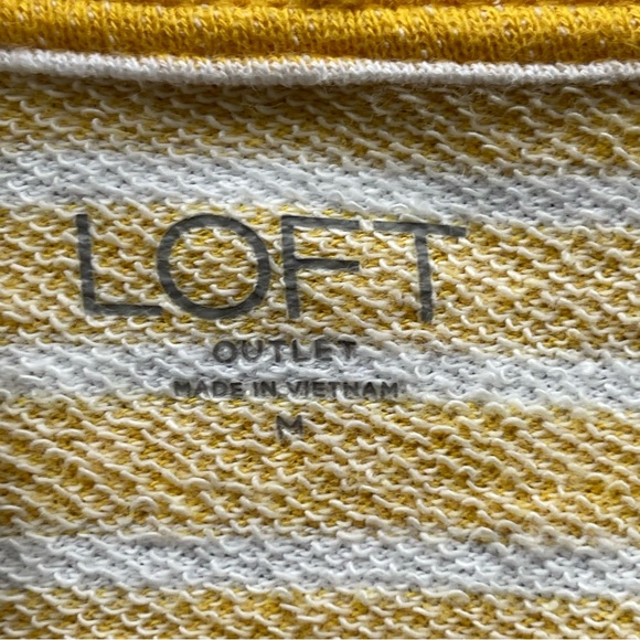 Loft Outlet Yellow/White Stripe Cropped Terrycloth Hooded Sweater Women's Med - Picture 4 of 8